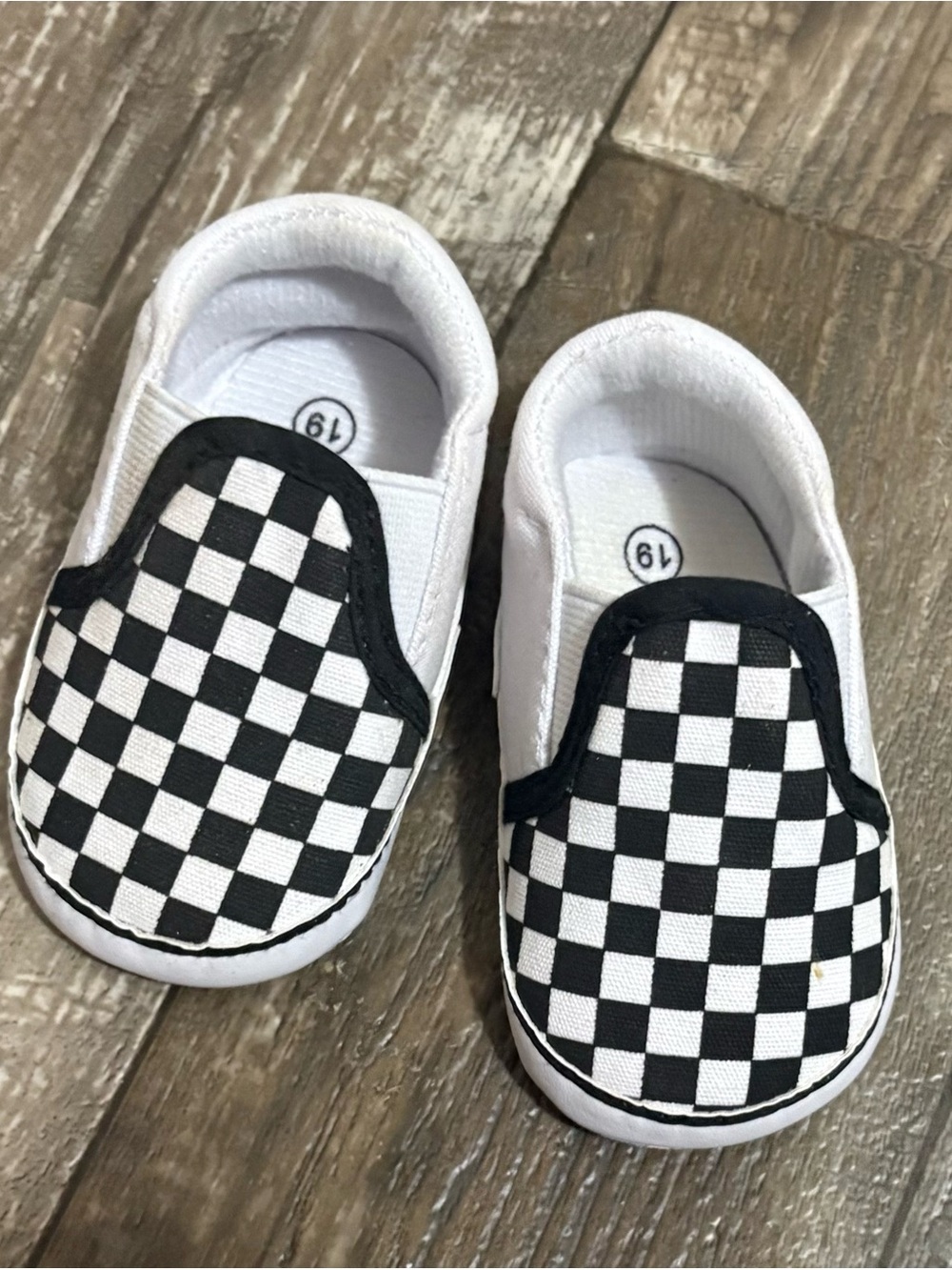Infant Black & White Checkerboard Slip-On Sneakers